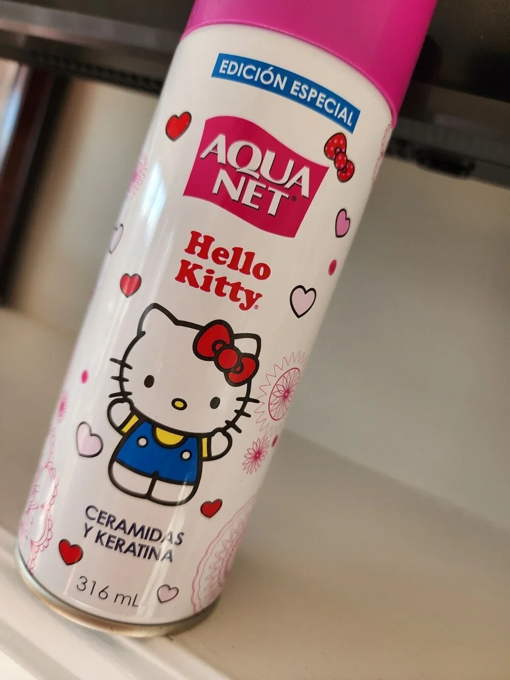 Hello Kitty Aqua Net Hair Spray CERAMIDAS Y KERATINA 316 Ml Special Edition NEW